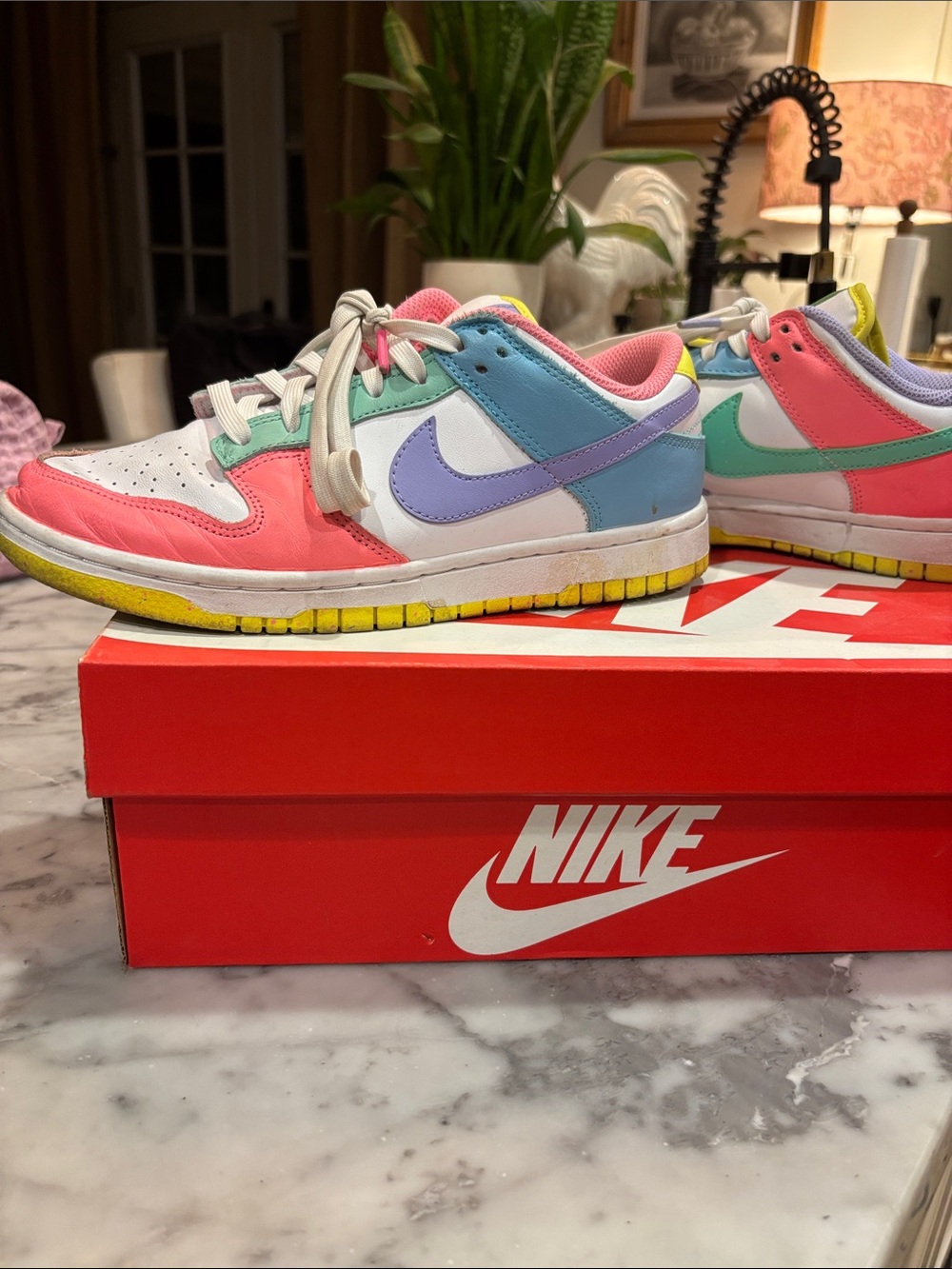 Women’s Nike Dunk Low SE White/Green Glow-Sunset Pulse